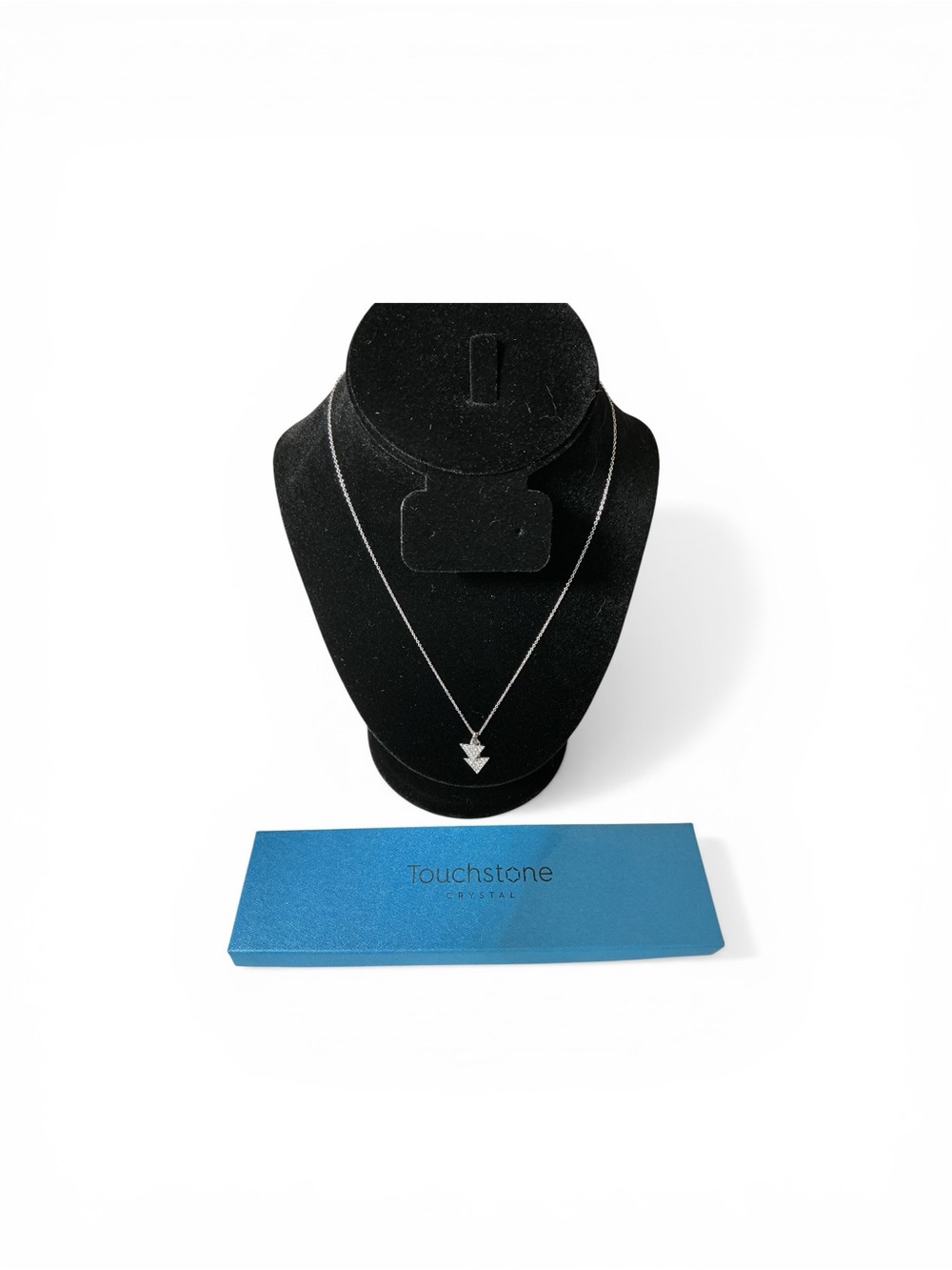 Touchstone Crystal Double Arrow Pendant Necklace - Silver